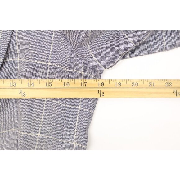 Brooks Brothers Women's Linen Wool Windowpane Blazer Jacket Blue Sz 10 - Picture 4 of 9
